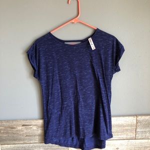 Blue tee cut out back